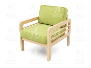 Кресло Бергер сосна рогожка зеленая BD-2283418