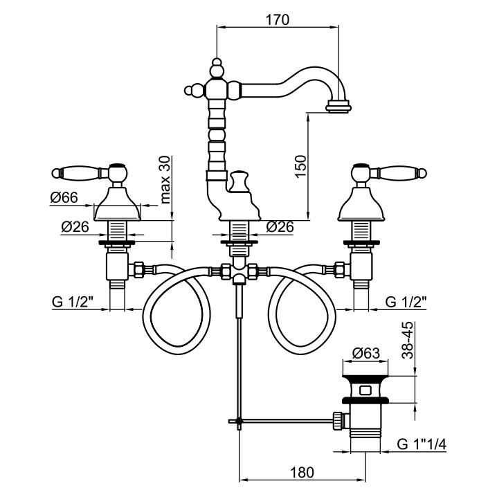 Смеситель для раковины Webert Dorian DO750202015