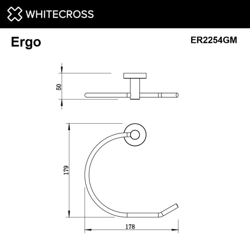 Полотенцедержатель WHITECROSS Ergo ER2254GM, оружейная сталь