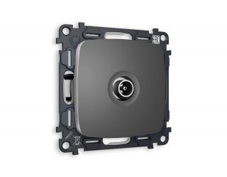 Комплект механизма TV розетки оконечной Ambrella Volt OMEGA Антрацит серый 50-870 MHz 1dB (OP6630, VM202) MO663010