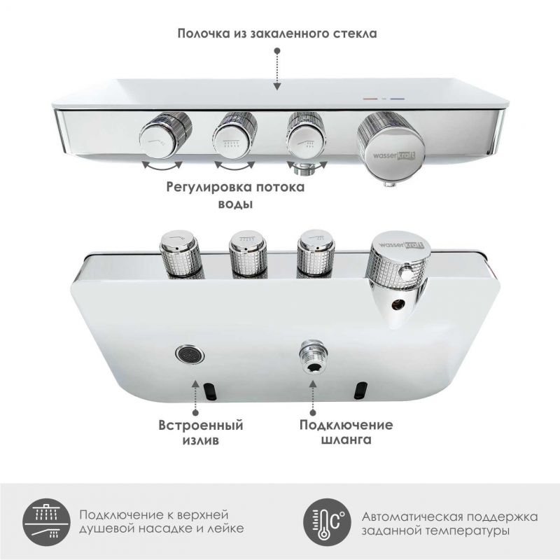 Термостатический смеситель для ванны и душа WasserKRAFT Mindel 8599 Thermo фото 4