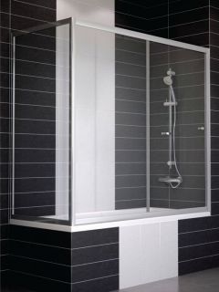 Ограждение на ванну раздвижное Vegas Glass ZV+ZVF 150x75 08 02, профиль хром, стекло шиншилла