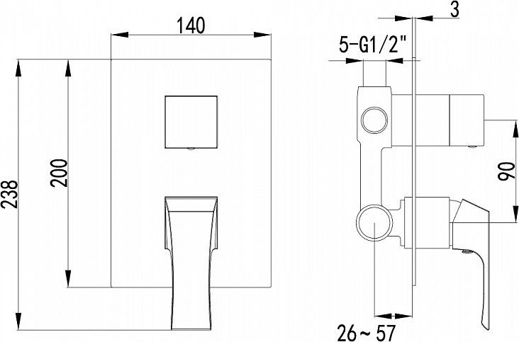 Смеситель для ванны Lemark Unit LM4528C