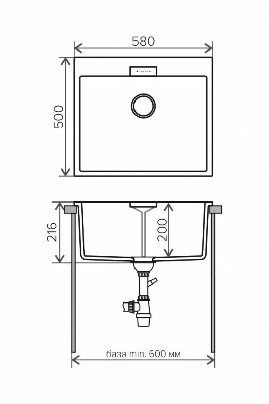 Мойка кухонная Tolero TL-580-911 черная