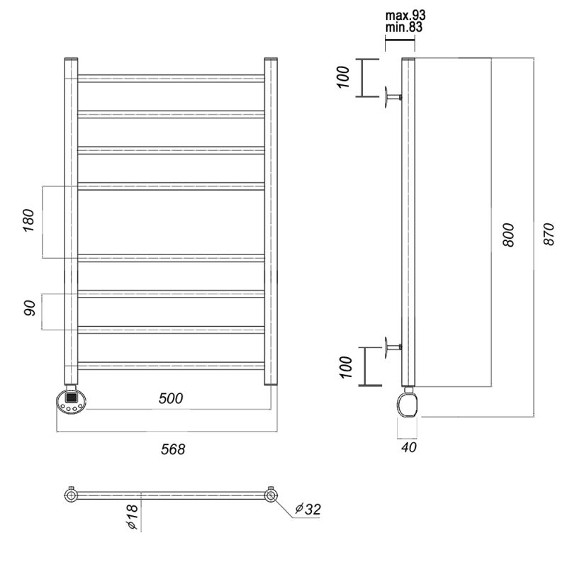 Полотенцесушитель электрический Domoterm Медея П8 500x800 EL фото 4