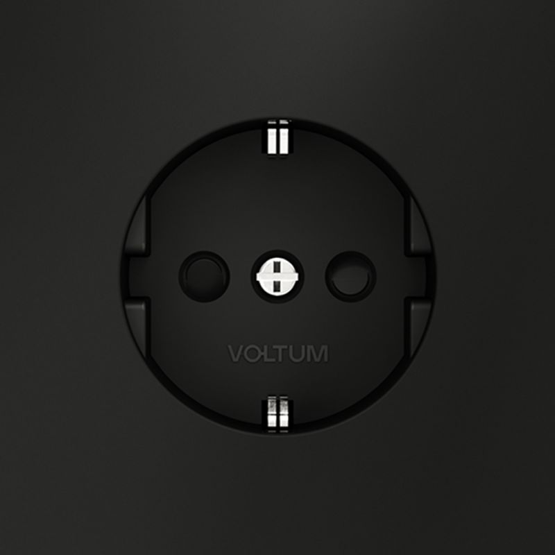 Розетка встраиваемая VOLTUM S70 с заземлением и защитными шторками, 16А, (черный матовый) VLS040208 фото 2