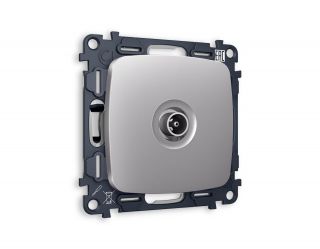 Комплект механизма TV розетки оконечной Ambrella Volt OMEGA Сталь матовый 50-870 MHz 1dB (OP5130, VM202) MO513010