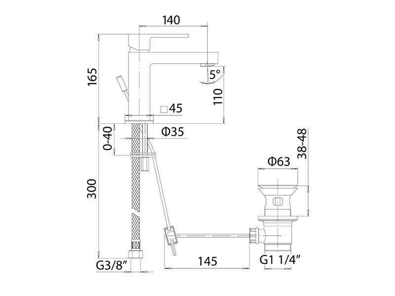 Смеситель для раковины Mamoli Feel 4841S140D151