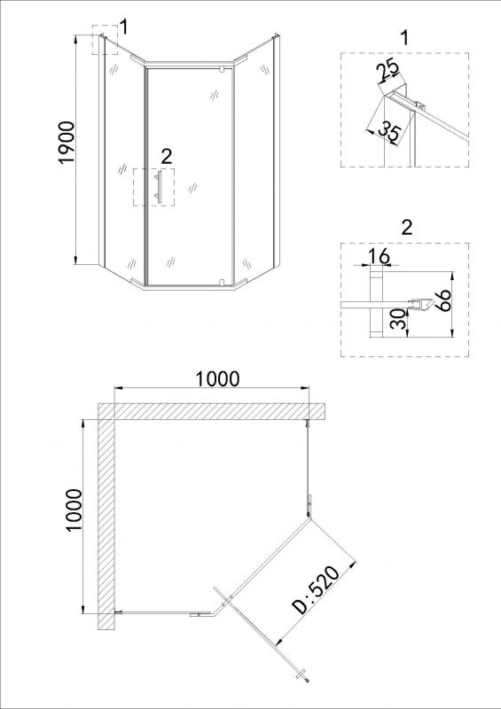 Душевой уголок Niagara Nova NG-6834-08 BLACK 100х100