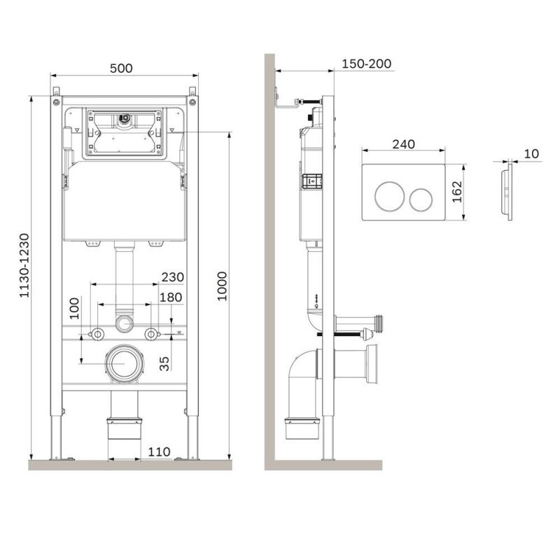 Инсталляция для унитаза AM.PM PrimeFit I012709.0151 клавиша хром, механика фото 2