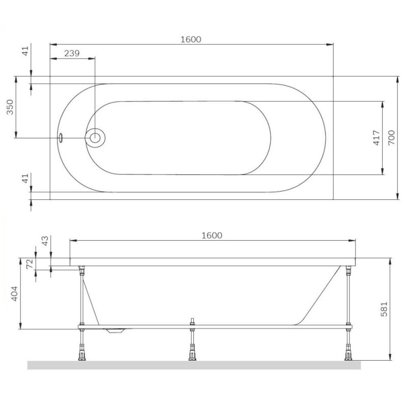 Ванна акриловая AM.PM X-Joy W94A-160-070W-A, 160х70 см