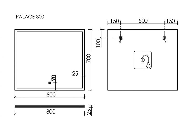 Зеркало SANCOS Palace PA800, 80х70 см, с подсветкой
