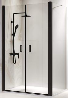 Душевой уголок RGW PA-144B (PA-104B+Z-050-2B+O-204B) 70x90 см, профиль черный, стекло прозрачное