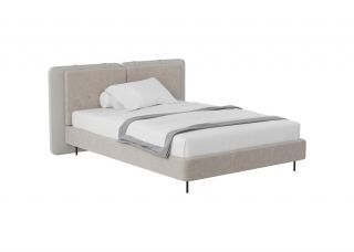 Кровать двуспальная Ellipsefurniture Hub 140 см (бежевый, экокожа, рогожка) HU010201140401