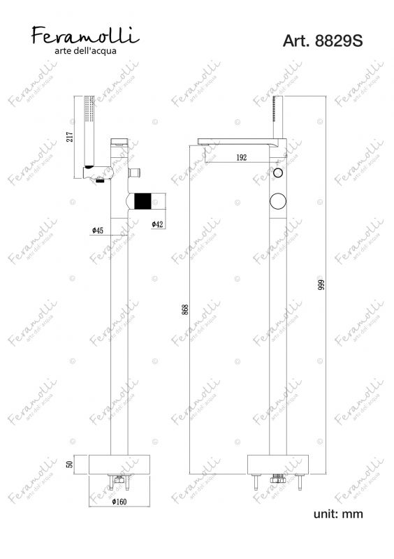 Напольный смеситель для ванны Feramolli CO8829S хром