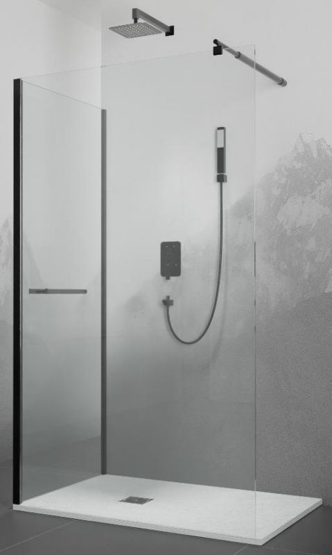 Душевой уголок RGW WA-005-1B (WA-002B+Z-060-2B) 70x80 см, профиль черный, стекло прозрачное фото 1