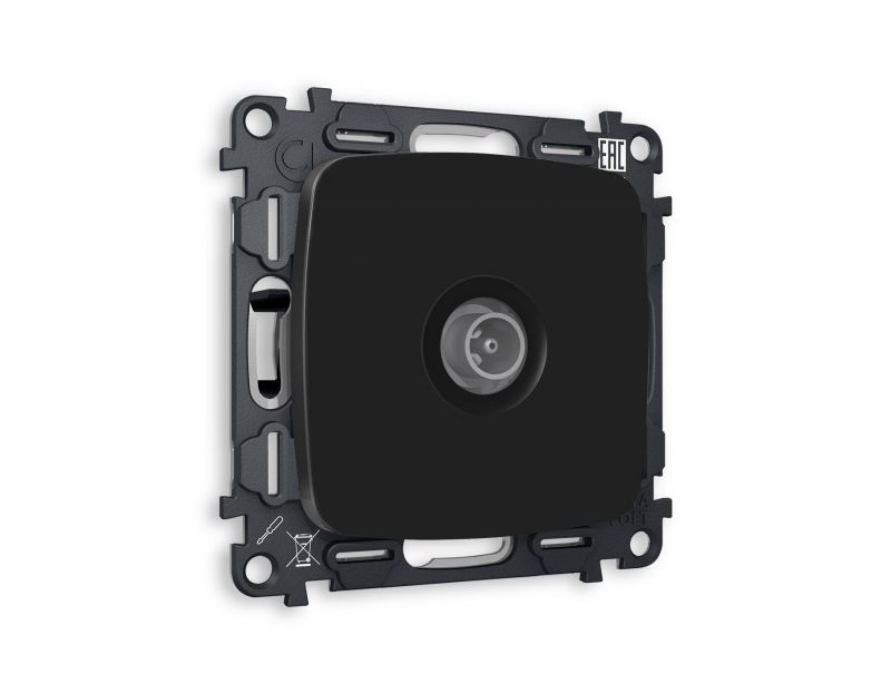Комплект механизма TV розетки проходной Ambrella Volt OMEGA Черный матовый 5-1000 MHz 4dB QUANT MO813030 фото 1