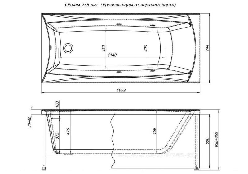 Акриловая ванна Aquanet Cariba 00203925 170x75