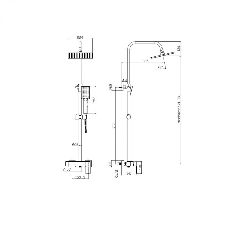 Душевая система Rush Thira TR3635-40Black черная матовая