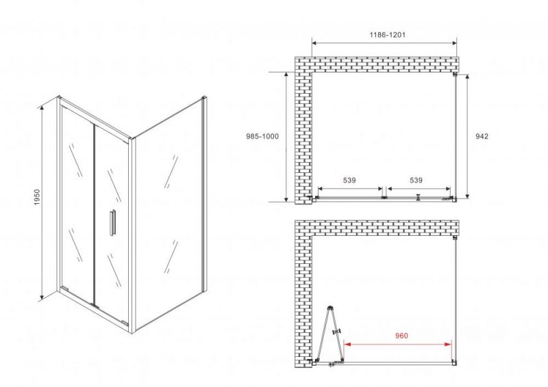 Душевой уголок ABBER Sonnenstrand AG07120B-S100B, 120x100 см