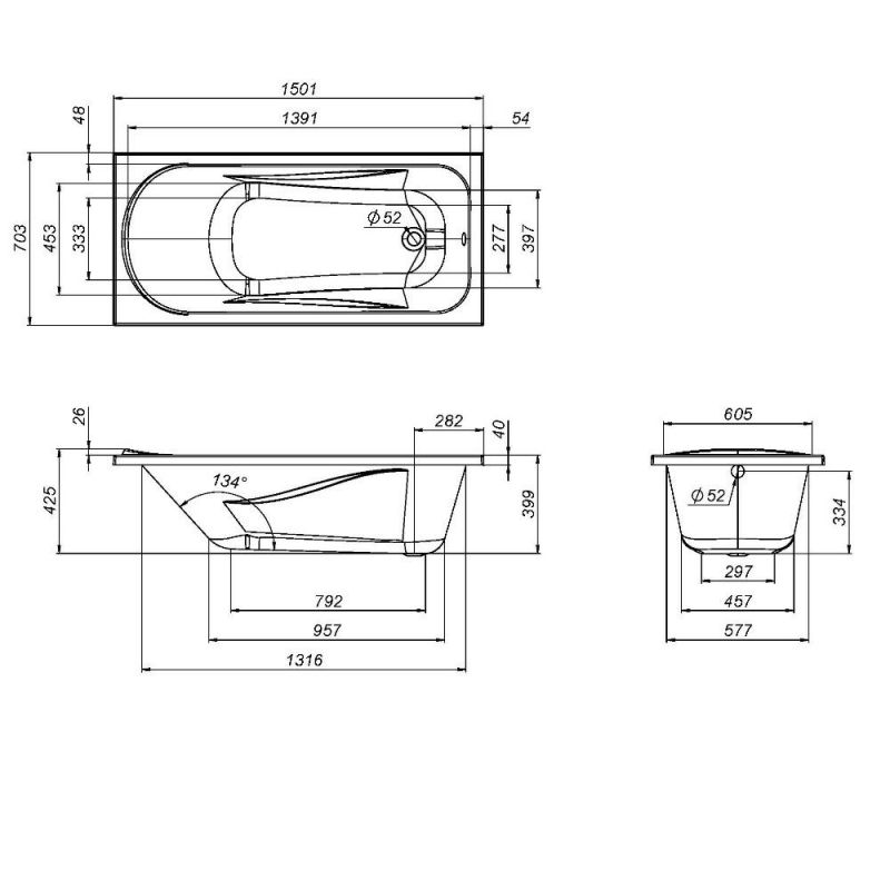 Акриловая ванна AM.PM Sense W76A-150-070W-A 150x70 фото 3