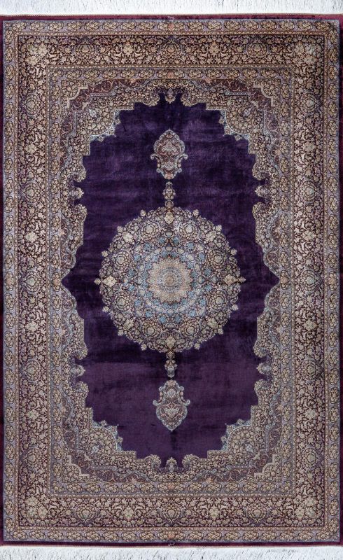 Иранский ковер из шёлка и модала Carpet «MASTERPIECE QUM» 042-21-TORANJ-LAZUR 201 x 304 см фото 1