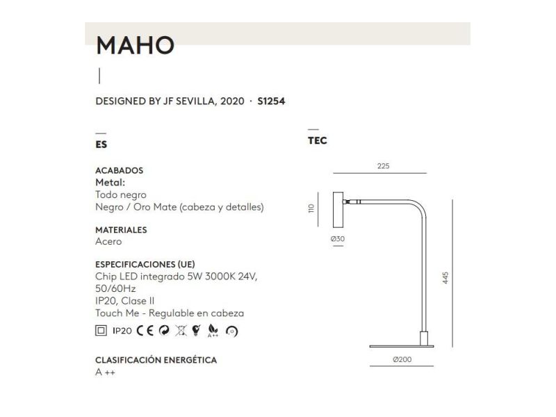 Настольная лампа Aromas del Campo Maho IP20 LED 3000К 100646 фото 2
