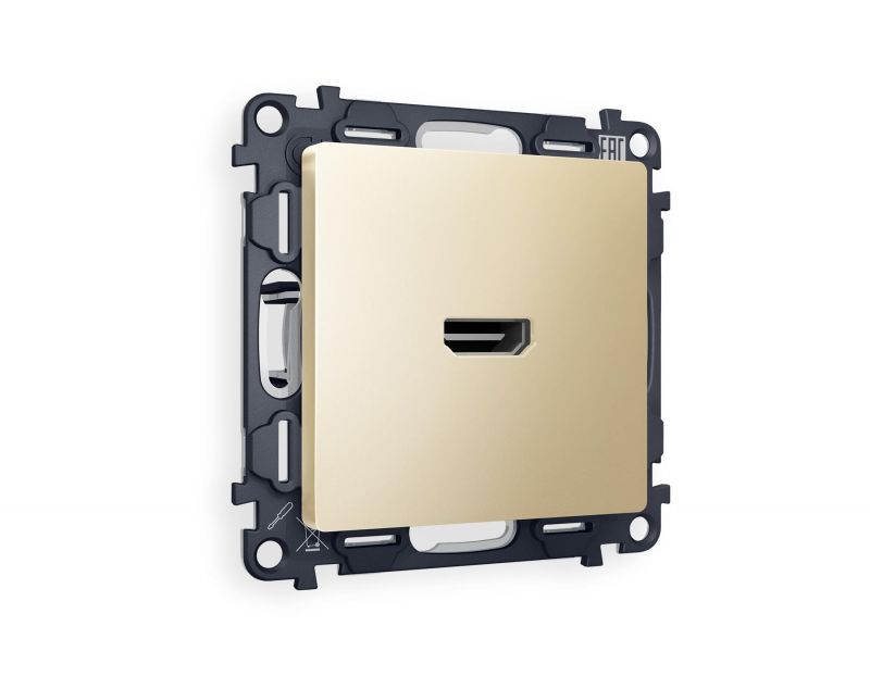 Комплект механизма розетки HDMI 2.0 Ambrella Volt ALFA Шампань 40V/500mA 2.0GHz 5-18Gbit/s (AP6140, VM222) MA614010 фото 1