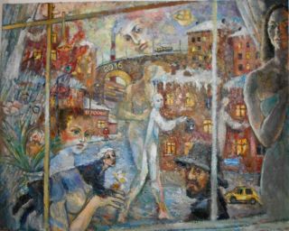Картина "Три натурщицы у окна в ночь Рождения Бога" Ягужинская Анна