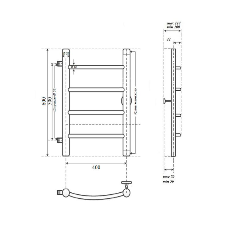 Полотенцесушитель водяной Point Афина PN04546 60x43 хром