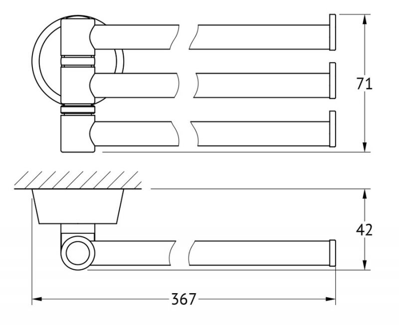 Держатель полотенец поворотный тройной 37 cm FBS Vizovice VIZ 045 фото 2