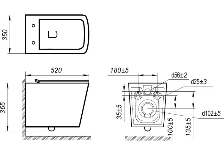 Унитаз подвесной безободковый ART&MAX PLATINO AM9321CHR