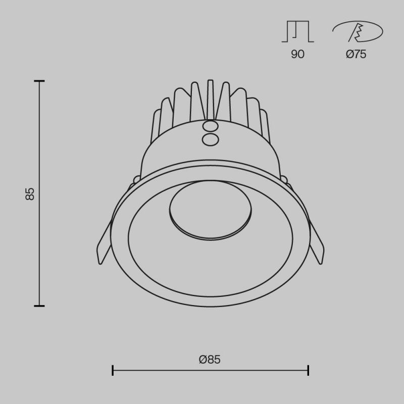 Встраиваемый светильник Maytoni Zoom IP65 LED 2700К(теплый) 12W DL034-01-12W2.7K-B фото 6