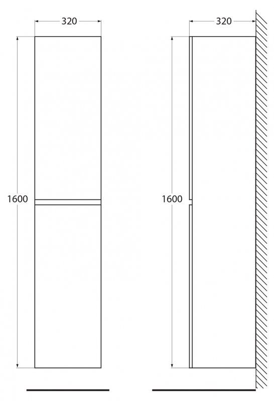 Пенал подвесной BelBagno ALBANO-1600-2A-SC-RR-P Rovere Rustico