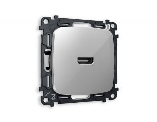 Комплект механизма розетки HDMI 2.0 Ambrella Volt OMEGA Серебро глянец 40V/500mA 2.0GHz 5-18Gbit/s (OP4140, VM222) MO414010