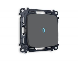 Комплект механизма 1-кл проходного выключателя с подсветкой 10000K Ambrella Volt OMEGA Графит мягкое касание (OP9020, VM105, G29B) MO902040