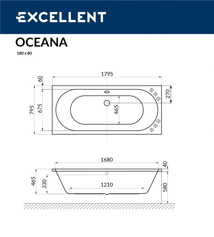 Акриловая ванна Excellent Oceana WAEX.OCE18WH 180x80 фото 3