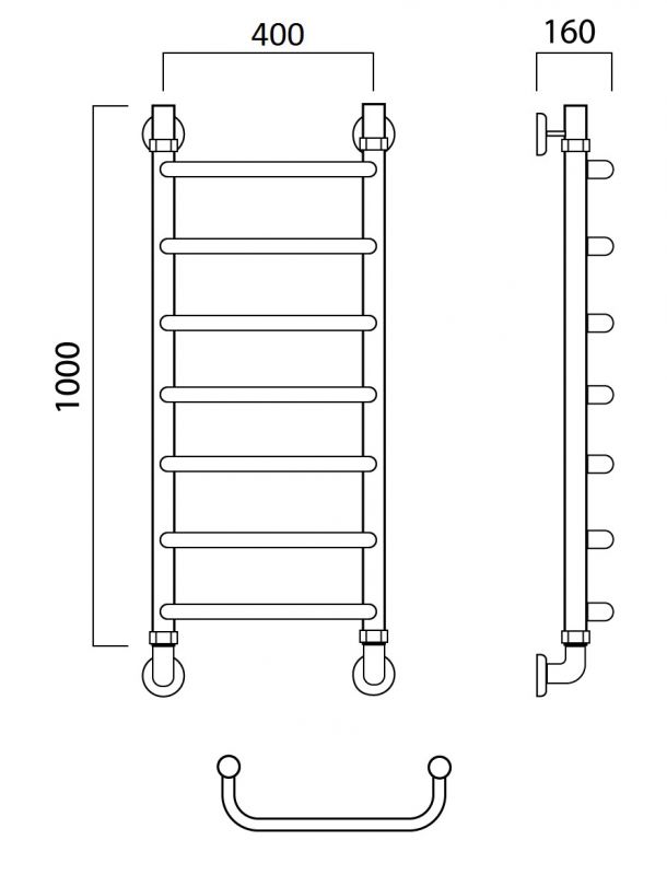 Водяной полотенцесушитель Aquanerzh Скоба 00-06A10040, 100x40 фото 2