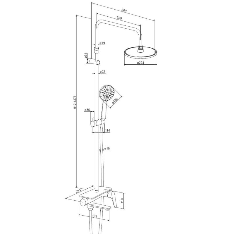 Душевая система Damixa Jupiter 977730300 черная