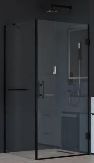 Душевой уголок RGW Hotel HO-045-1B (HO-011B + Z-060-2B + O-204B), 80x100 см, профиль черный, стекло прозрачное
