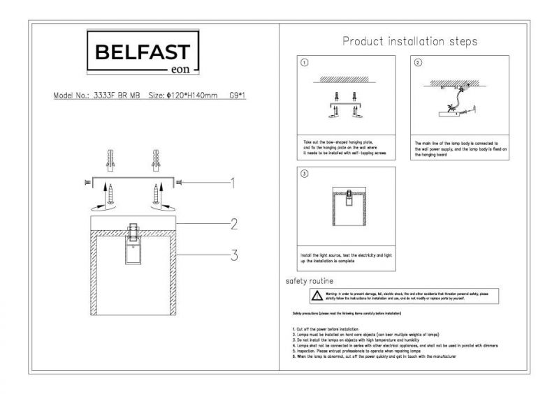 Потолочный светильник Belfast Ravenhill 3333F BR MB