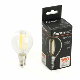 Лампа светодиодная Feron.PRO LB-1708 Шарик E14 1300LM 8W 175-265V 4000K 51260