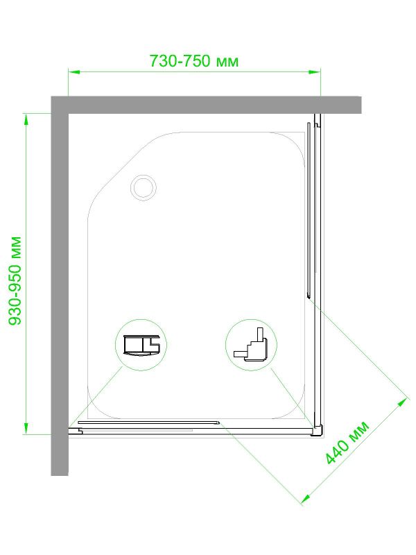 Душевой уголок Royal Bath HPD 75x95x185, RB9575HPD-C