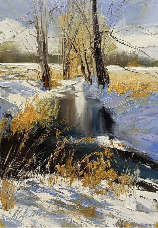 Картина "Зимняя река" Анна Маратканова