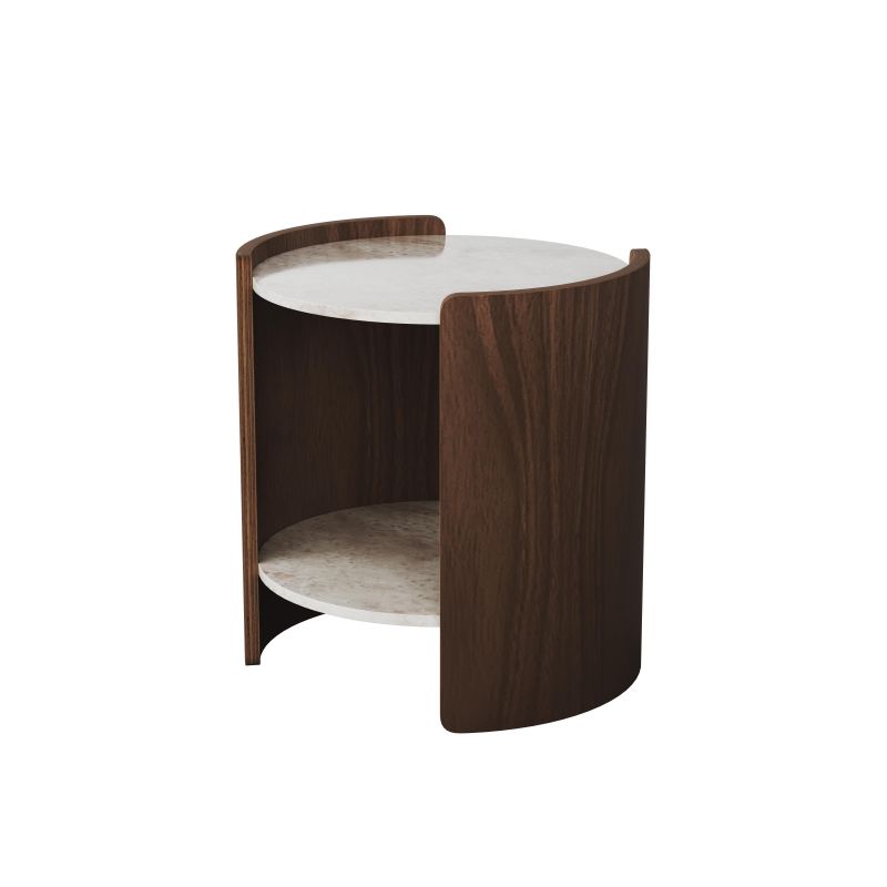 Столик Ellipsefurniture Lagom Stone D 43 см высота 45 см (камень OV, орех) LG016712412 фото 3