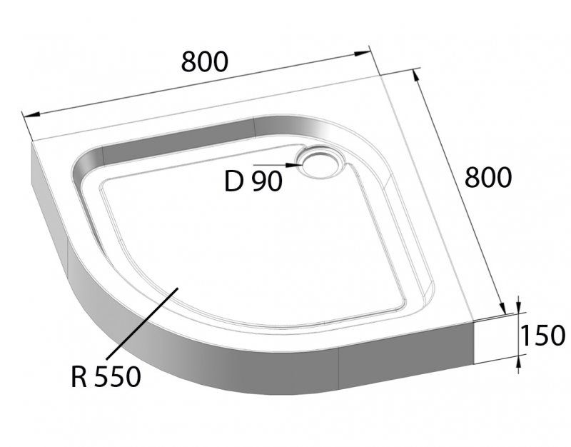 Поддон акриловый BelBagno TRAY-BB-R-80-550-15-W фото 4