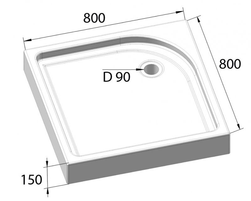 Поддон акриловый BelBagno TRAY-BB-A-80-15-W