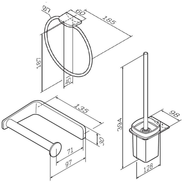 Набор аксессуаров AM.PM Inspire V2.0 AK50T0803W для зоны туалета, хром