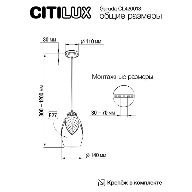 Подвесной светильник Citilux Garuda E27 75W CL420013 фото 8