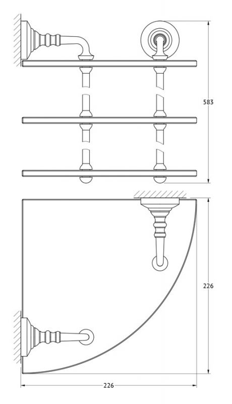 Полка угловая 3-х ярусная 23 cm 3SC Stilmar STI 319 (золото)